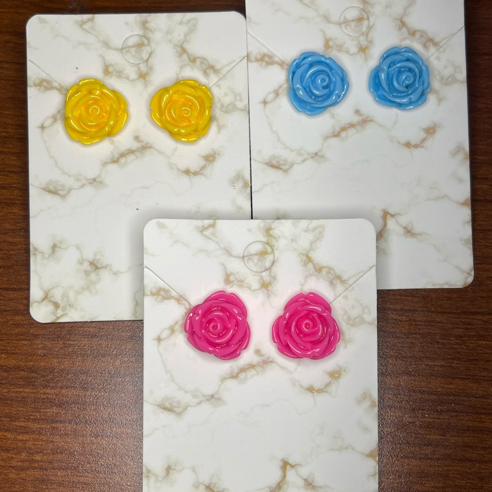 Rose earring studs 3 pack